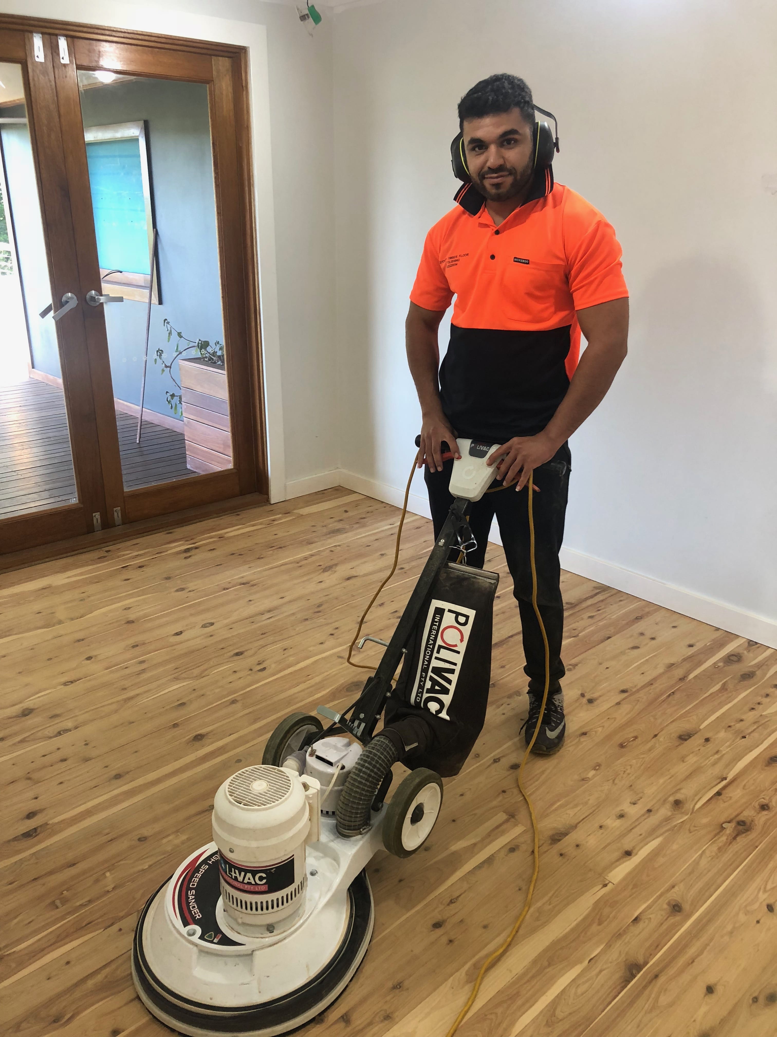 Picture of Sam doing floor sanding and polishing in Sydney